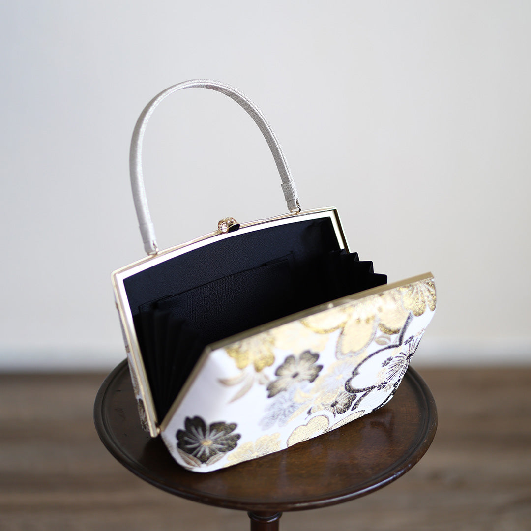 Ise | Handmade Handbag with Hanatoki Pattern Nishijin-ori