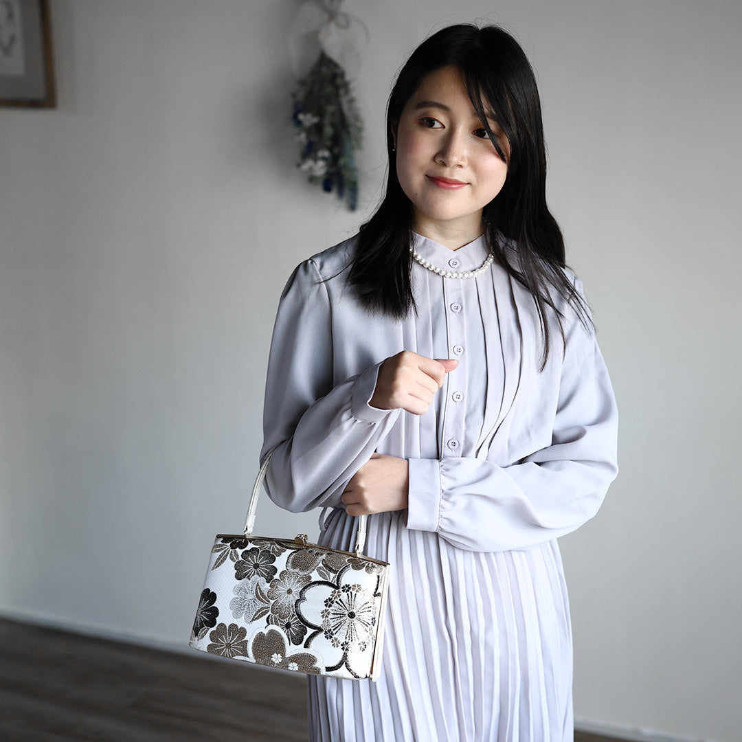 Ise | Handmade Handbag with Hanatoki Pattern Nishijin-ori