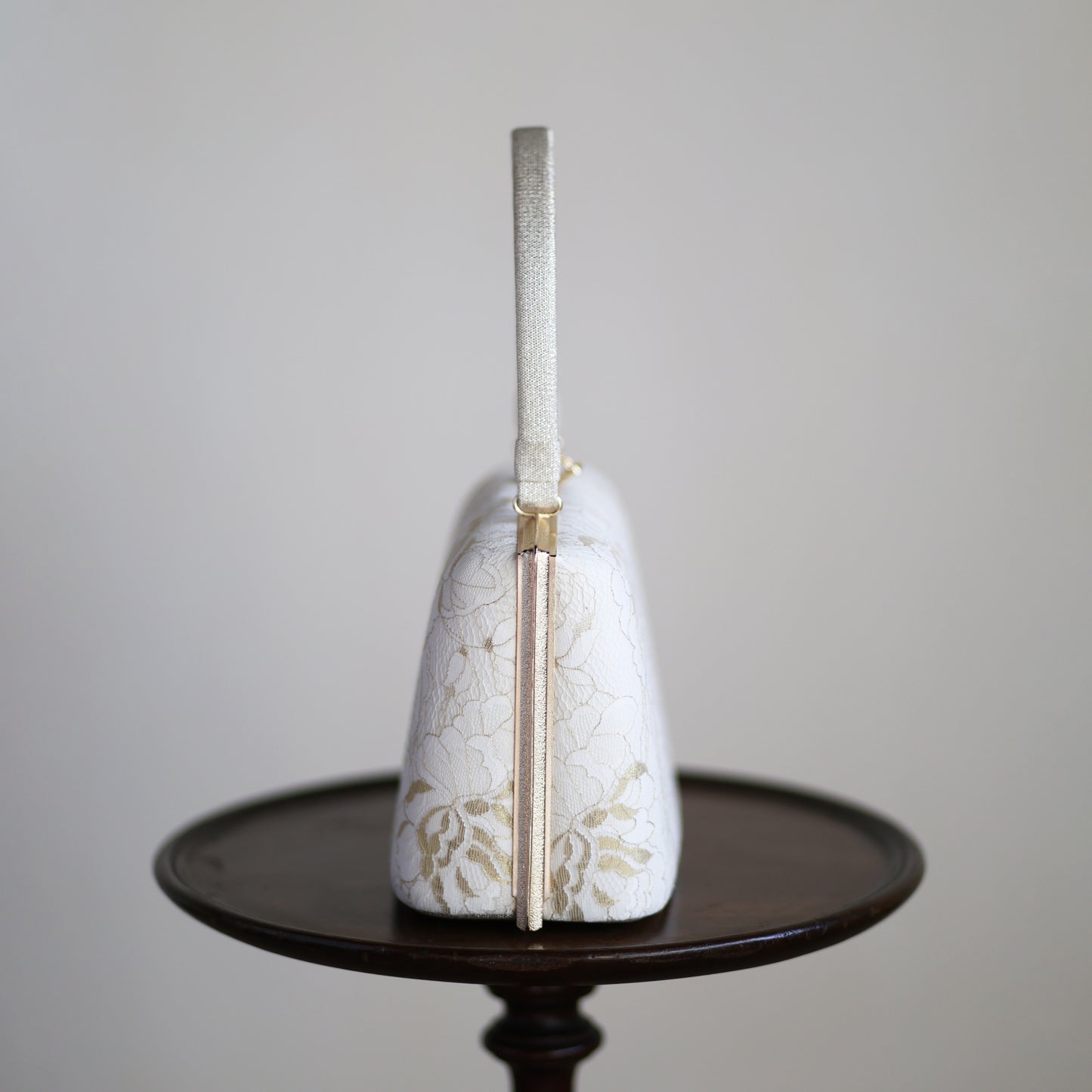 Ise | Handmade Handbag with Nishijin-ori made of white gold lace