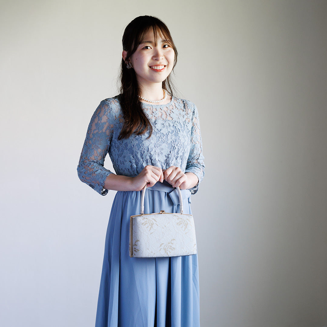 Ise | Handmade Handbag with Nishijin-ori made of white gold lace