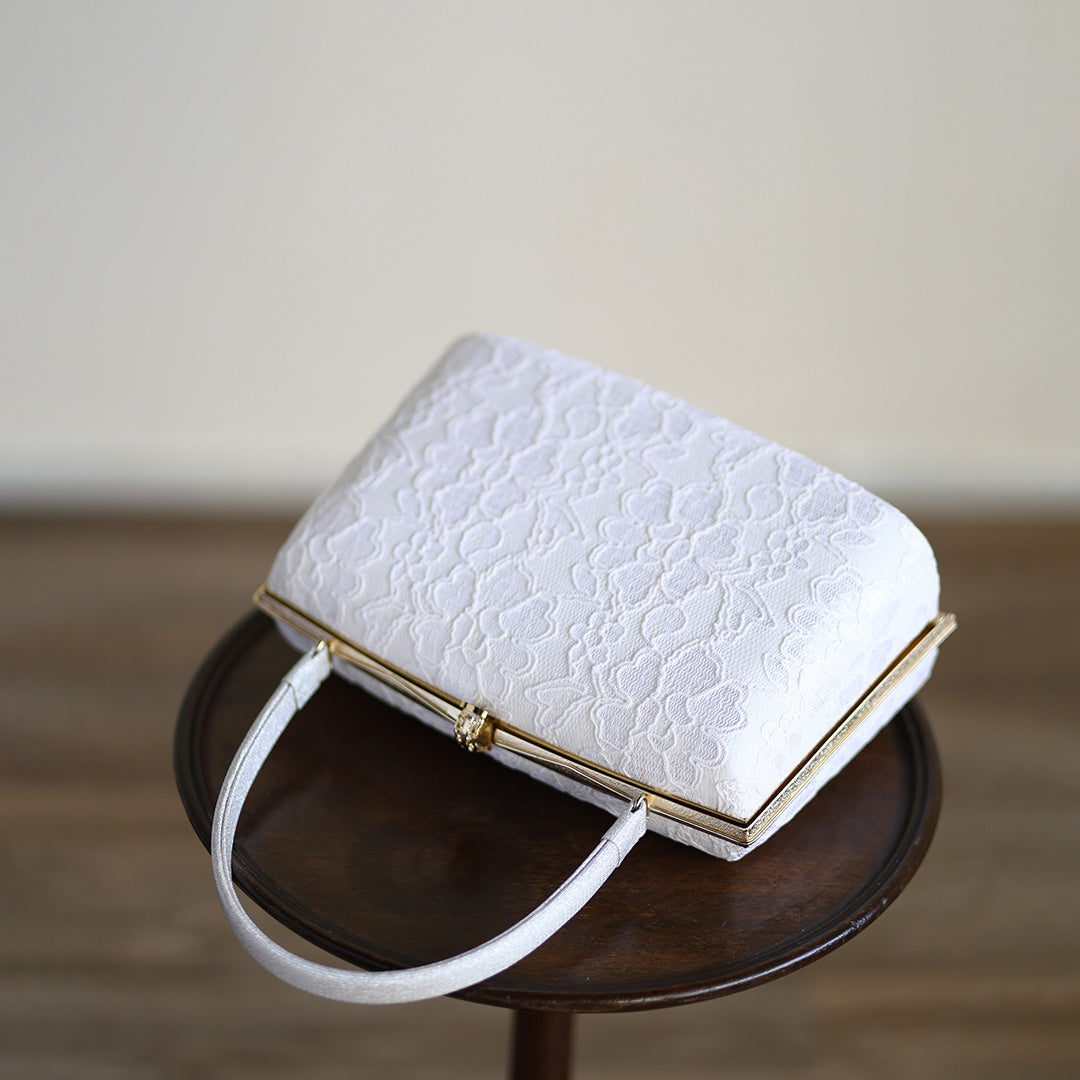 Ise | Handmade Handbag with Nishijin-ori made of white lace