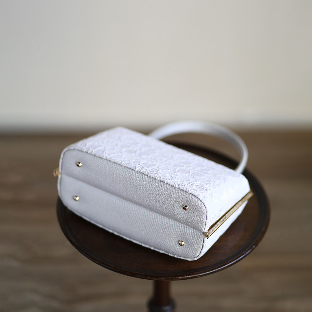 Ise | Handmade Handbag with Nishijin-ori made of white lace