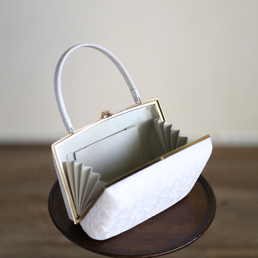Ise | Handmade Handbag with Nishijin-ori made of white lace