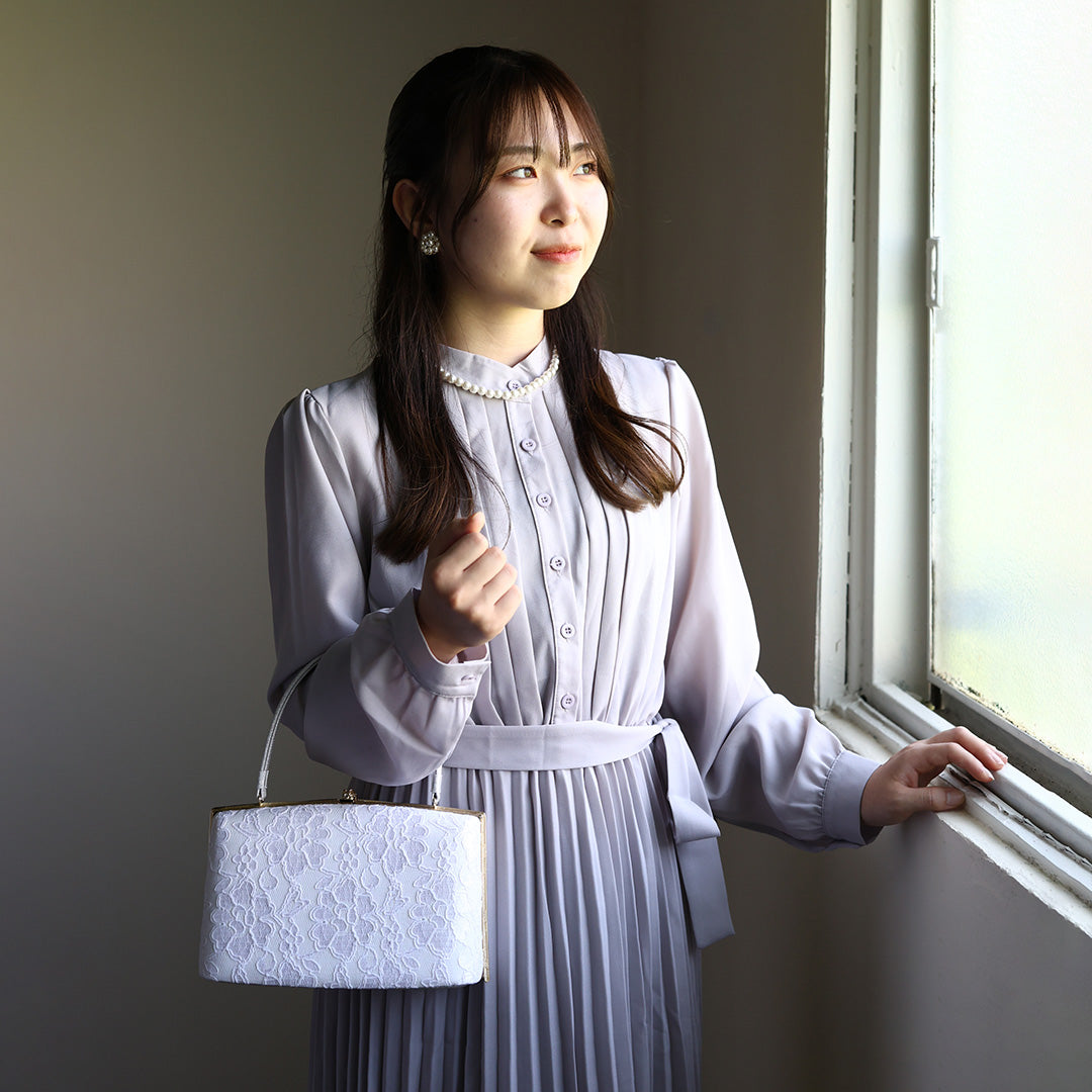 Ise | Handmade Handbag with Nishijin-ori made of white lace