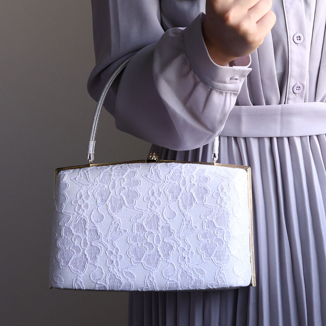 Ise | Handmade Handbag with Nishijin-ori made of white lace