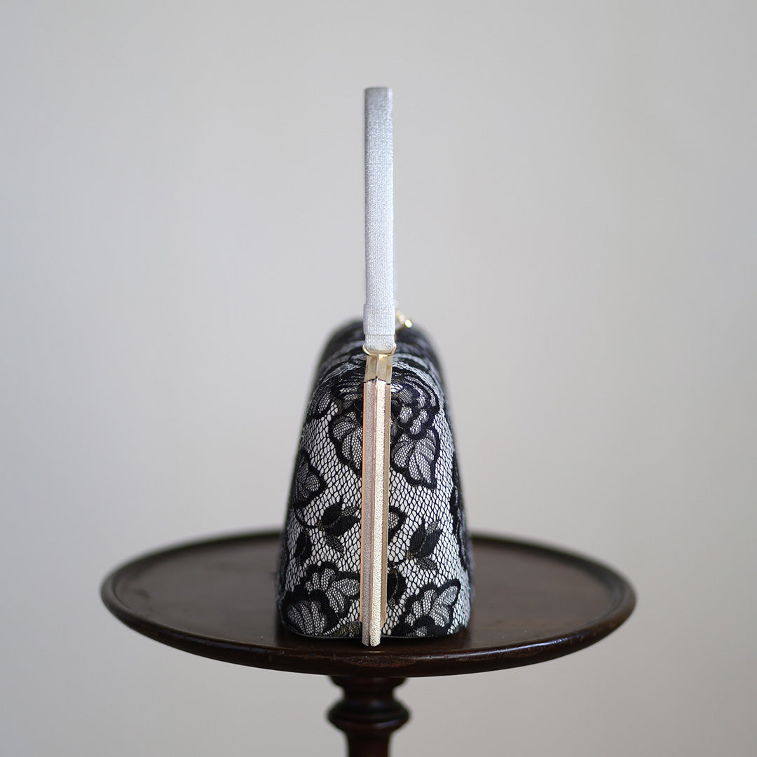 Ise | Handmade Handbag with Nishijin-ori made of Black gold lace