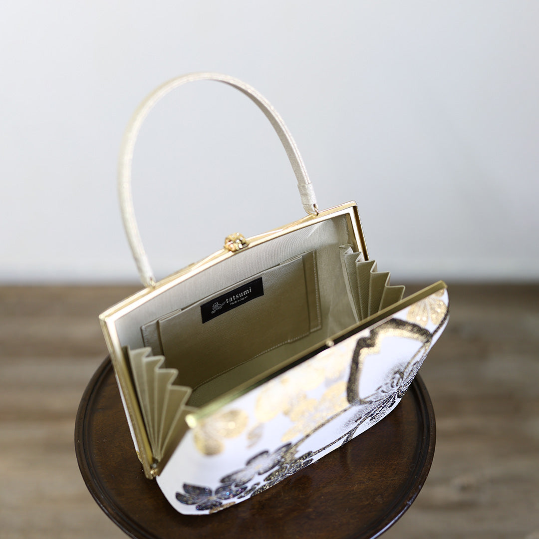 Ise | Handmade Handbag with Hanatoki Pattern Nishijin-ori