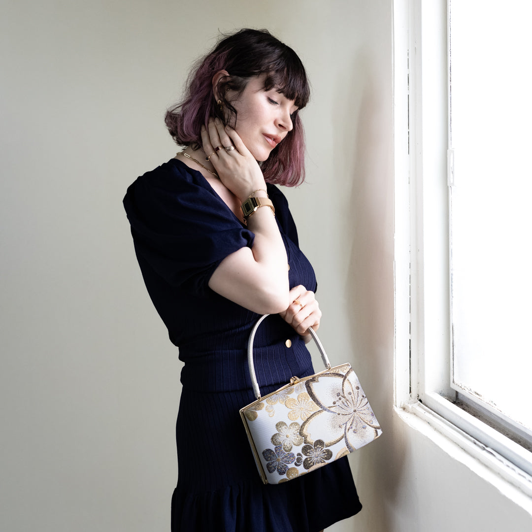 Ise | Handmade Handbag with Hanatoki Pattern Nishijin-ori