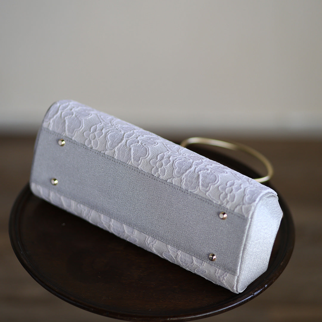 Harima | Sac à main fait main avec Nishijin-ori en dentelle blanche