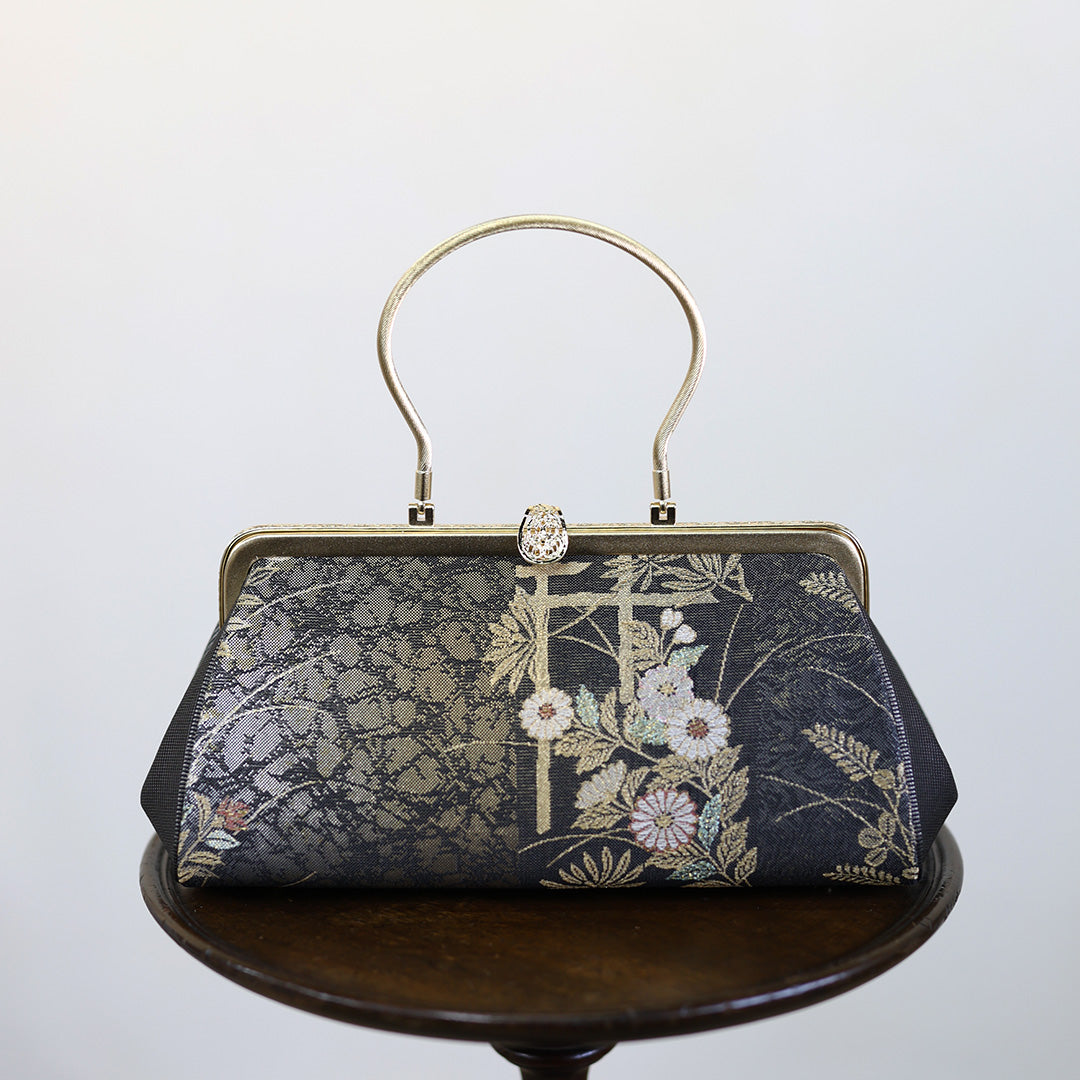 Harima | Sac à main fait main avec motif Oboro Kamon Nishijin-ori tout neuf