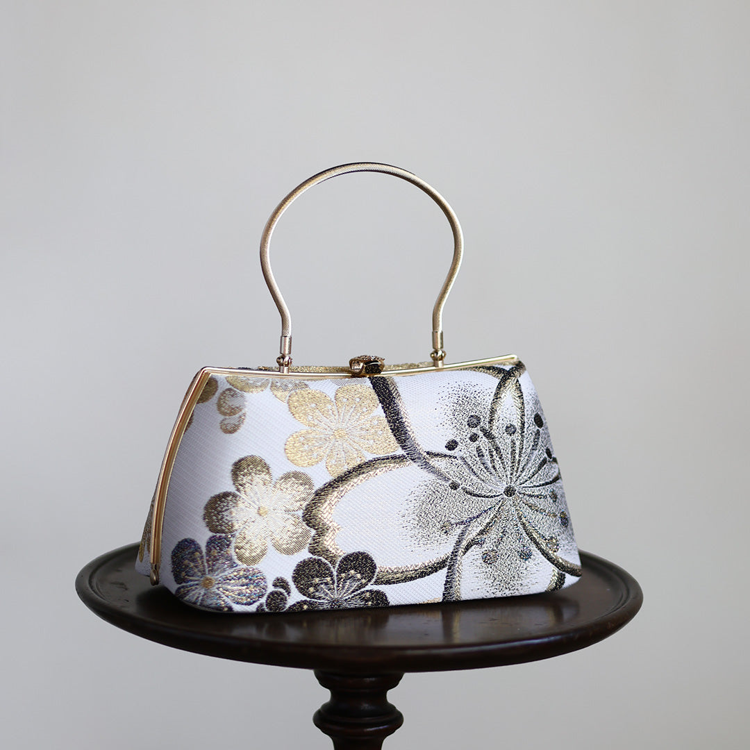 Izumo | Handmade Handbag with Hanatoki Pattern Nishijin-ori