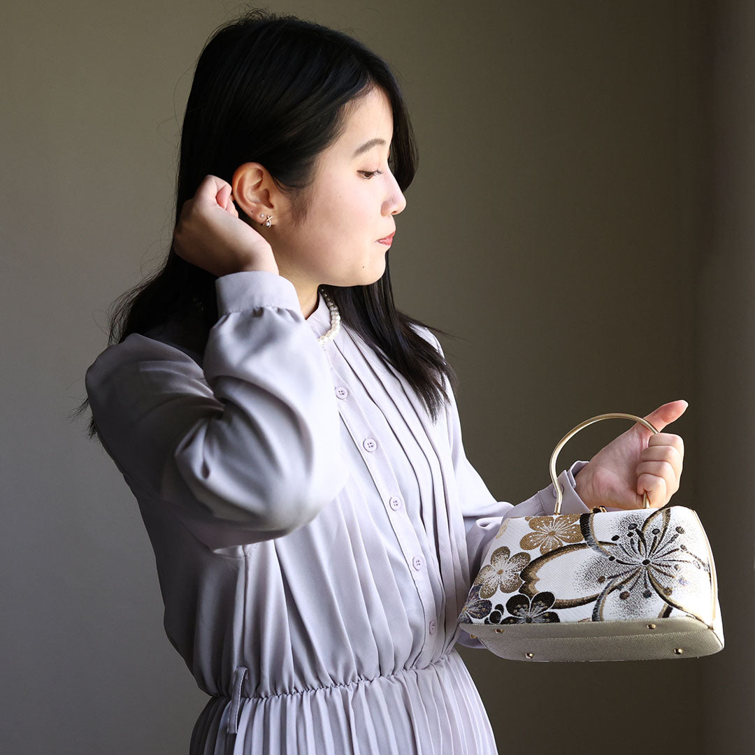 Izumo | Handmade Handbag with Hanatoki Pattern Nishijin-ori