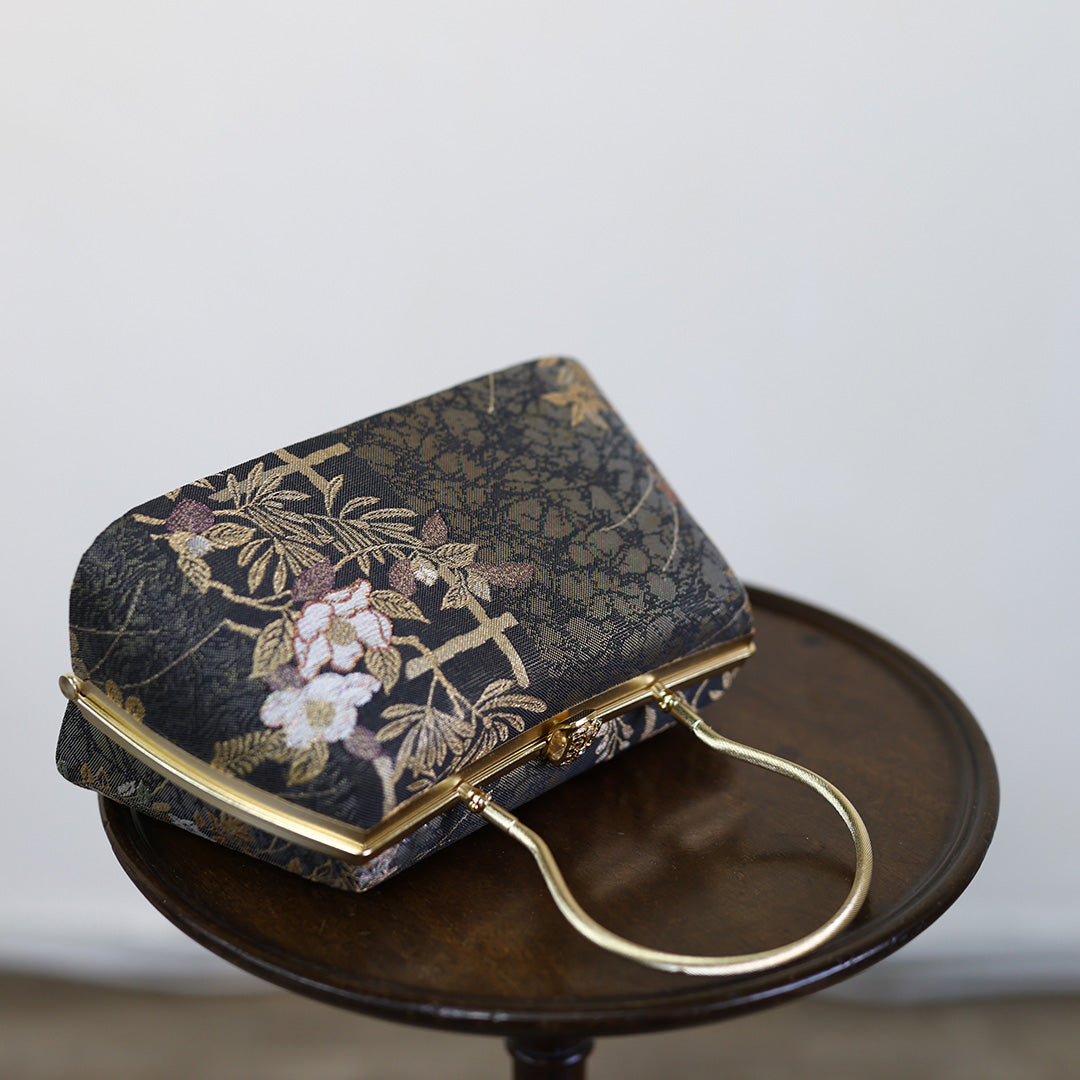 Izumo | Handmade Handbag with Oboro Kamon Pattern Nishijin-ori Brand New