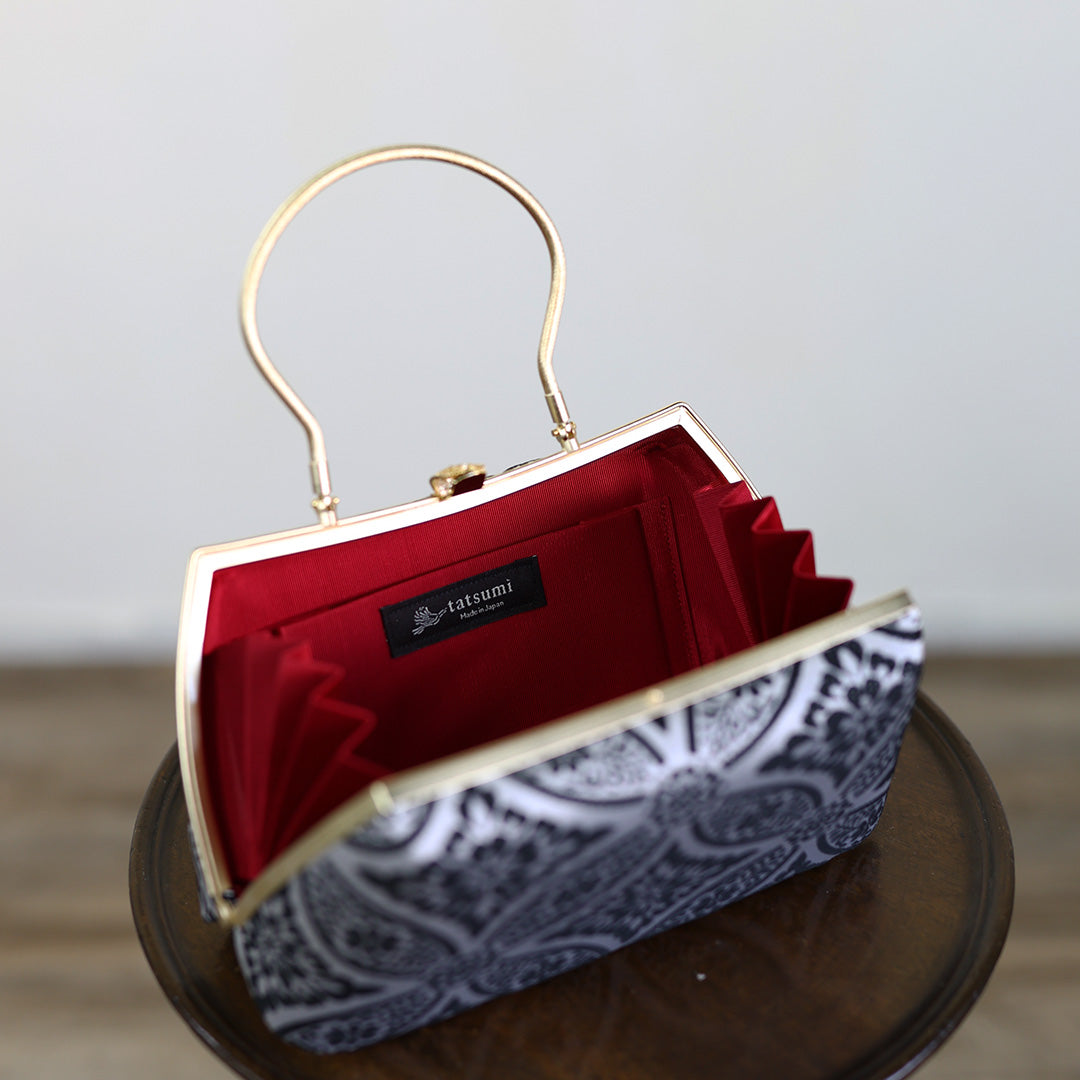 Izumo | Handmade Handbag withKuro-Kamon Pattern Nishijin-ori Brand New