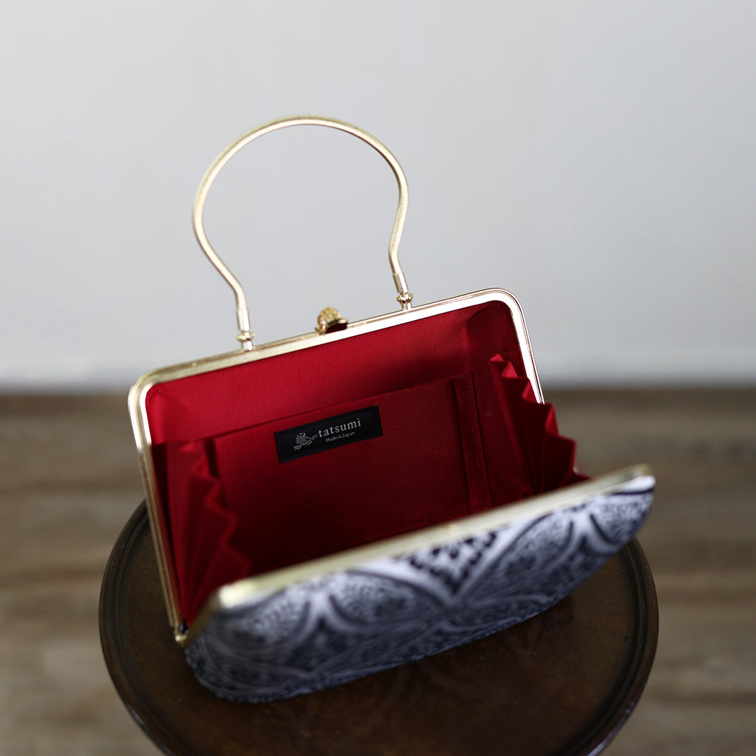 Hyuga | Handmade Handbag withKuro-Kamon Pattern Nishijin-ori Brand New