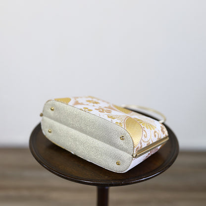Hyuga | Handmade Handbag Golden Large Floral Pattern Nishijin-ori Brand New