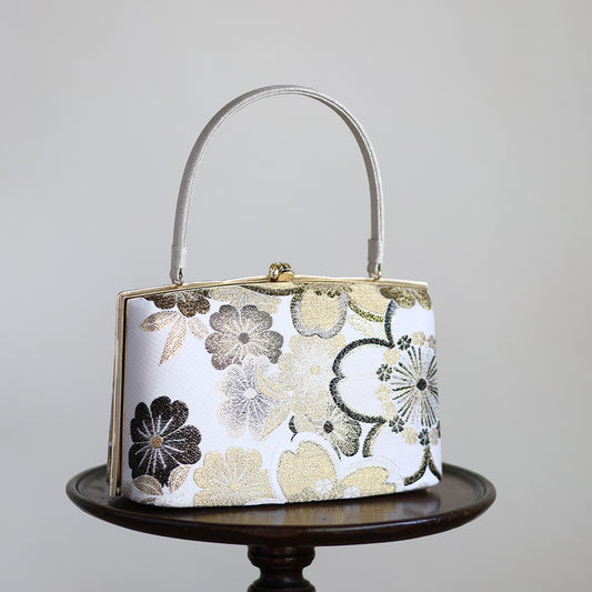 Ise | Handmade Handbag with Hanatoki Pattern Nishijin-ori