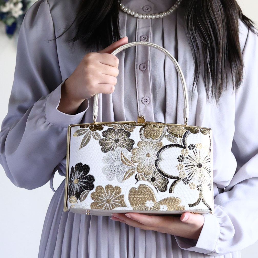 Ise | Handmade Handbag with Hanatoki Pattern Nishijin-ori