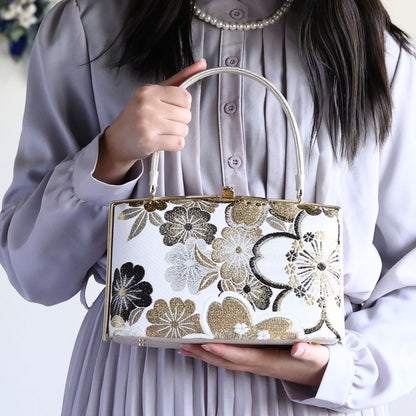 Ise | Handmade Handbag with Hanatoki Pattern Nishijin-ori