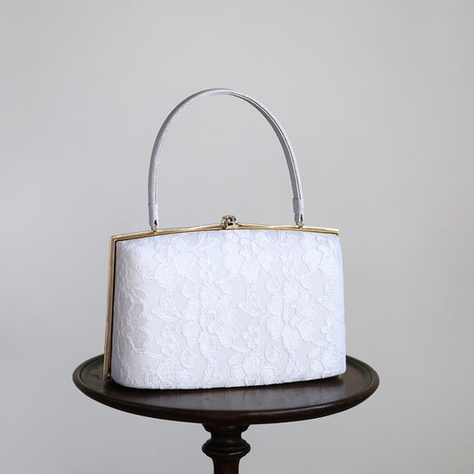 Ise | Handmade Handbag with Nishijin-ori made of white lace