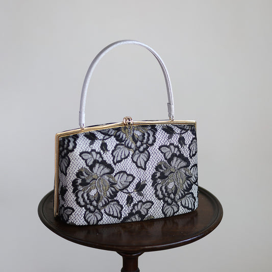 Ise | Handmade Handbag with Nishijin-ori made of Black gold lace