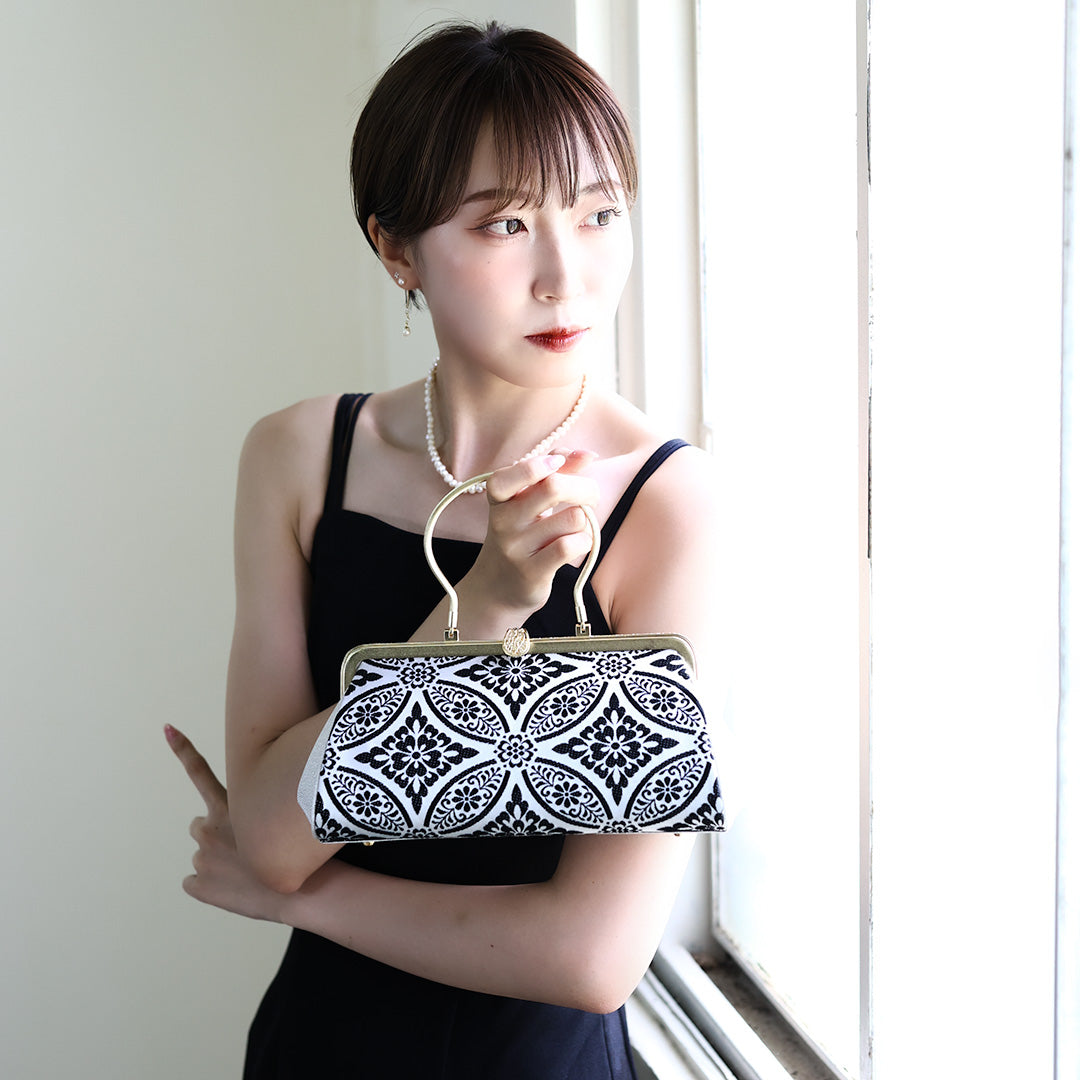 Harima – 黒華紋 西陣織ハンドバッグ – Tatsumi | Japanese Art Bags