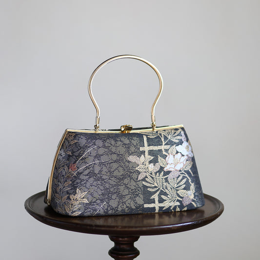 Izumo | Handmade Handbag with Oboro Kamon Pattern Nishijin-ori Brand New