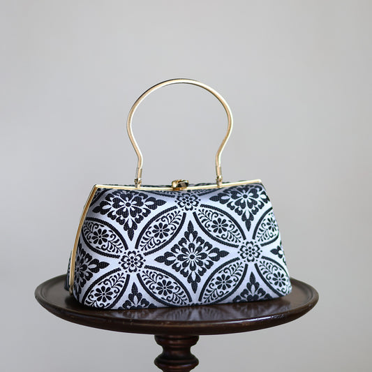 Izumo | Handmade Handbag withKuro-Kamon Pattern Nishijin-ori Brand New