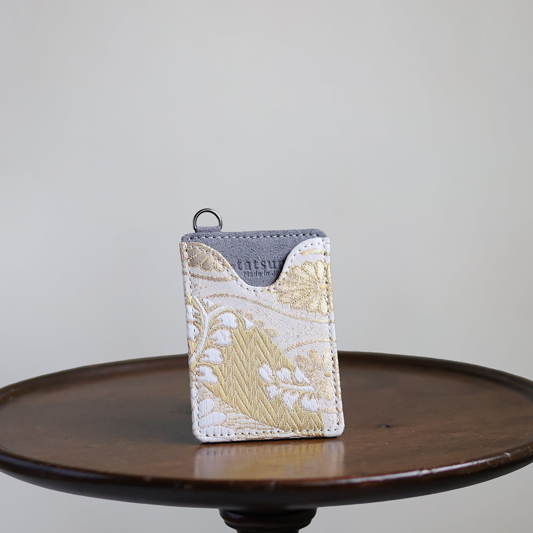 Mutsuki –  金彩花柄 西陣織 パスケース