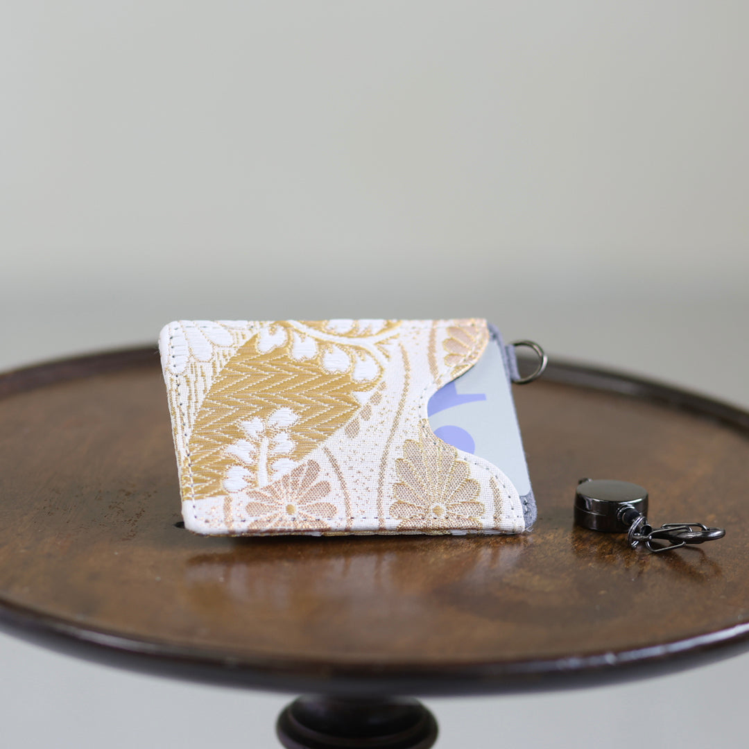 Mutsuki –  金彩花柄 西陣織 パスケース