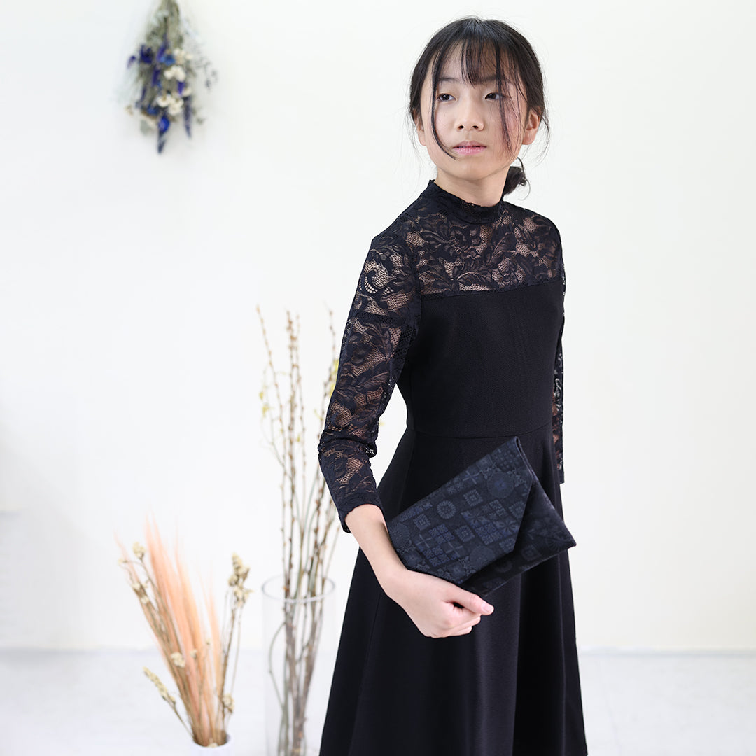 Yura – 黒彩映菱柄 西陣織 数寄屋袋